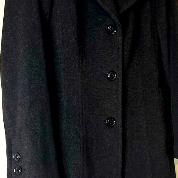 Anne Klein Classic Wool Cashmere Peacoat Dress Coat Black Overcoat Size 8 - Picture 2 of 11